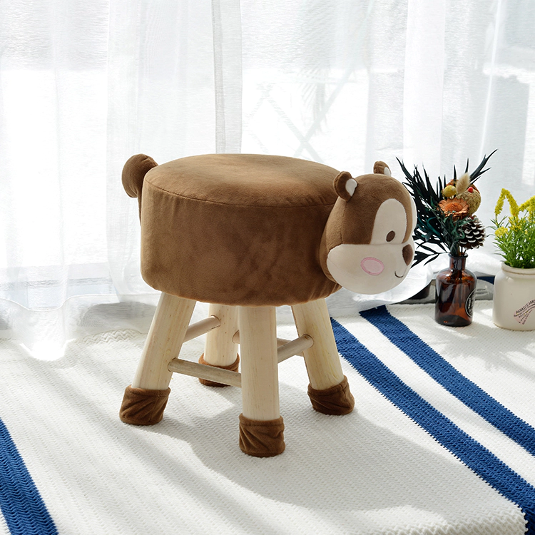 Cute Pet Animal Shape Child Chair Wooden Stool baby animal stool fox style animal ottoman