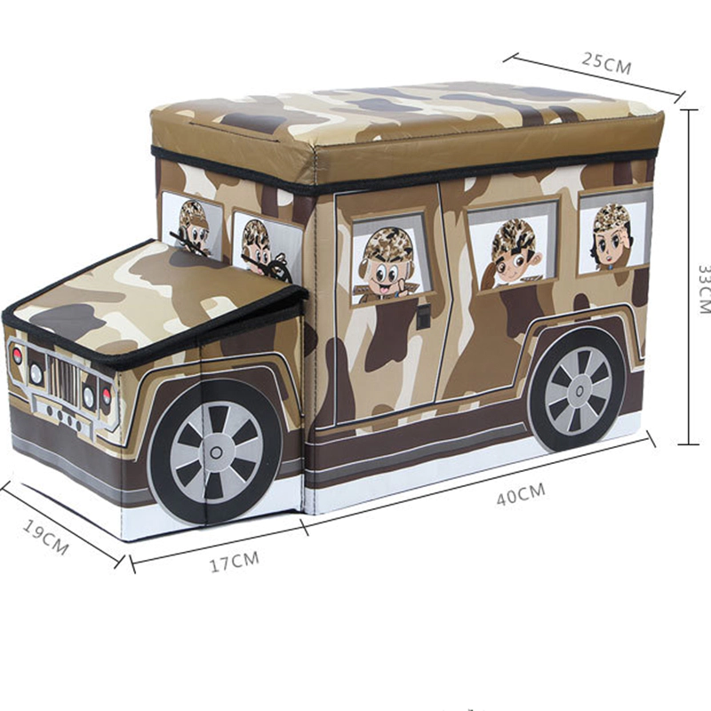 Waterproof Cartoon Kids jungle Car Storage Stool Ottoman