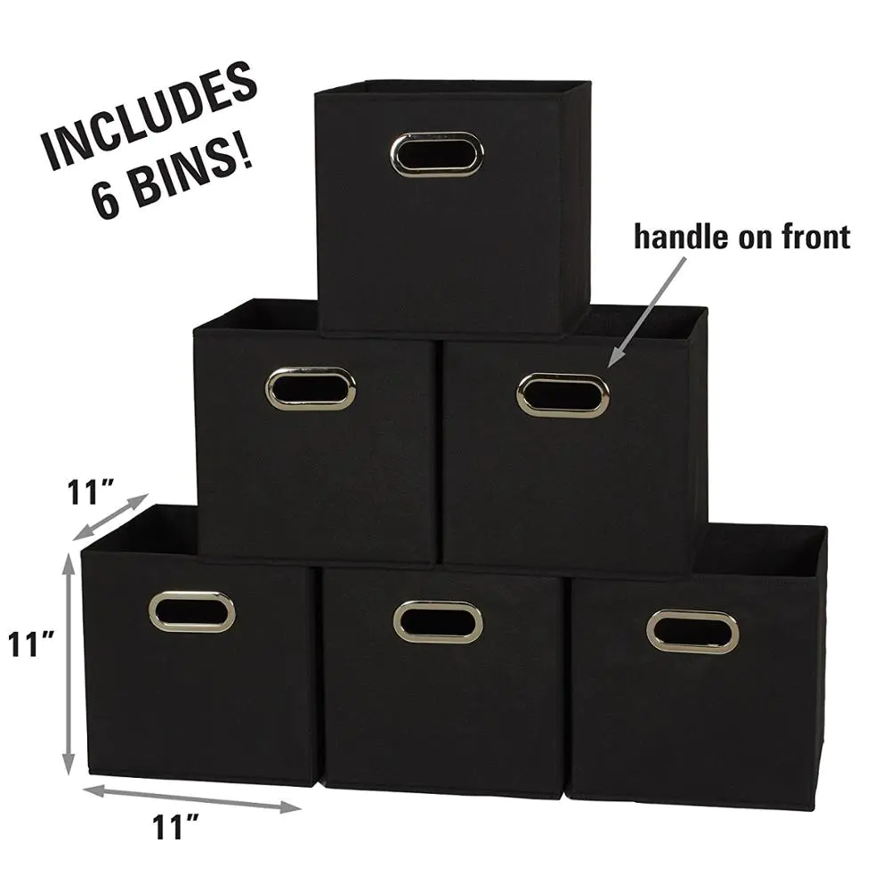 Hot Selling Custom Navy Blue Foldable Fabric Storage Bins Box For Shoe Storage