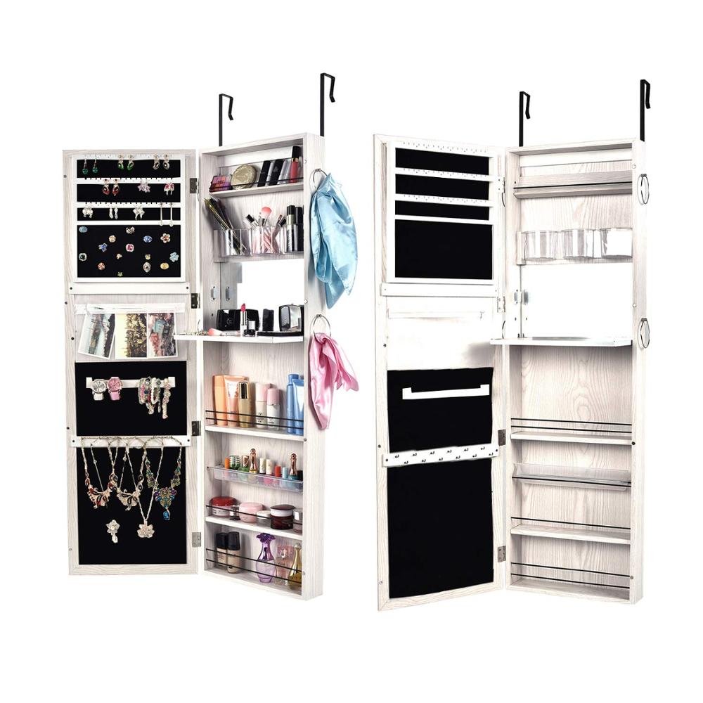 Delicate Jewelry  Armoire Wall Mounted/Door Hanging Jewelry Cabinet,Full Length Mirror Lockable Storage Bedroom Organizer