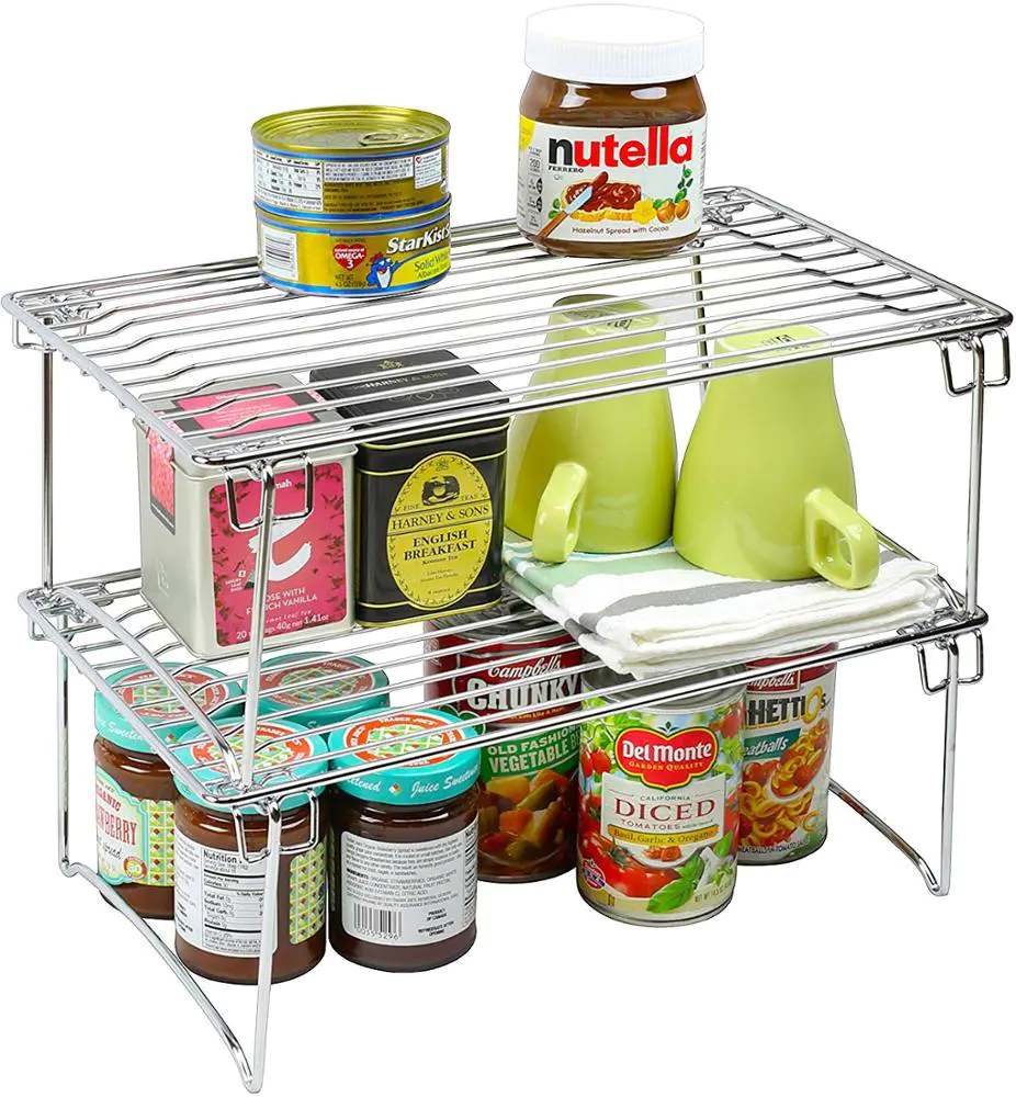 Wholesale fashion 2-pack stackable kitchen cabinet storage, chrome storage rack