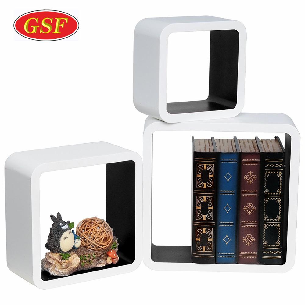 White Three-piece Suit Rounded Square Decorative Cube Wall Shelves