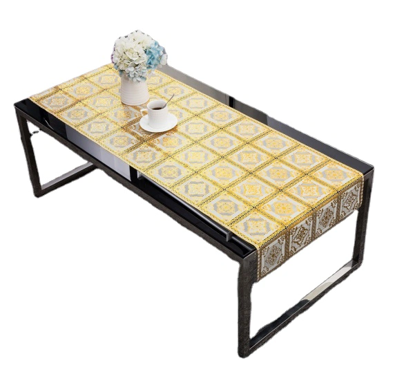 Gold cute anti-slip embossed desktop custom printed pvc table cloth malaysia
