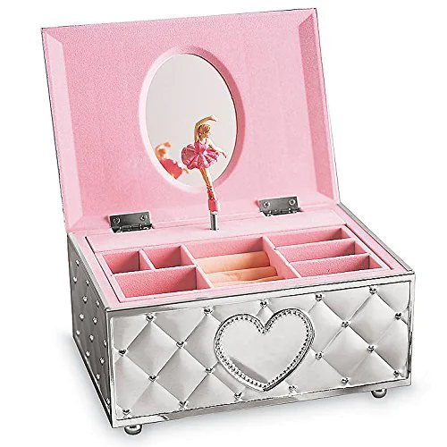 Girls Large Mirror Leather Design  pink Jewelry Box Holder for Earring Ring Necklace & Bracelet