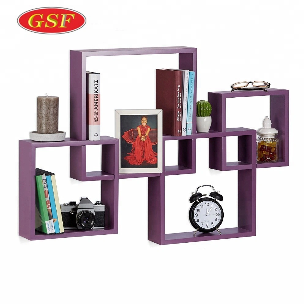 Easy To Assemble Furniture Wooden Square Floating wood Shelves wall storage shelves