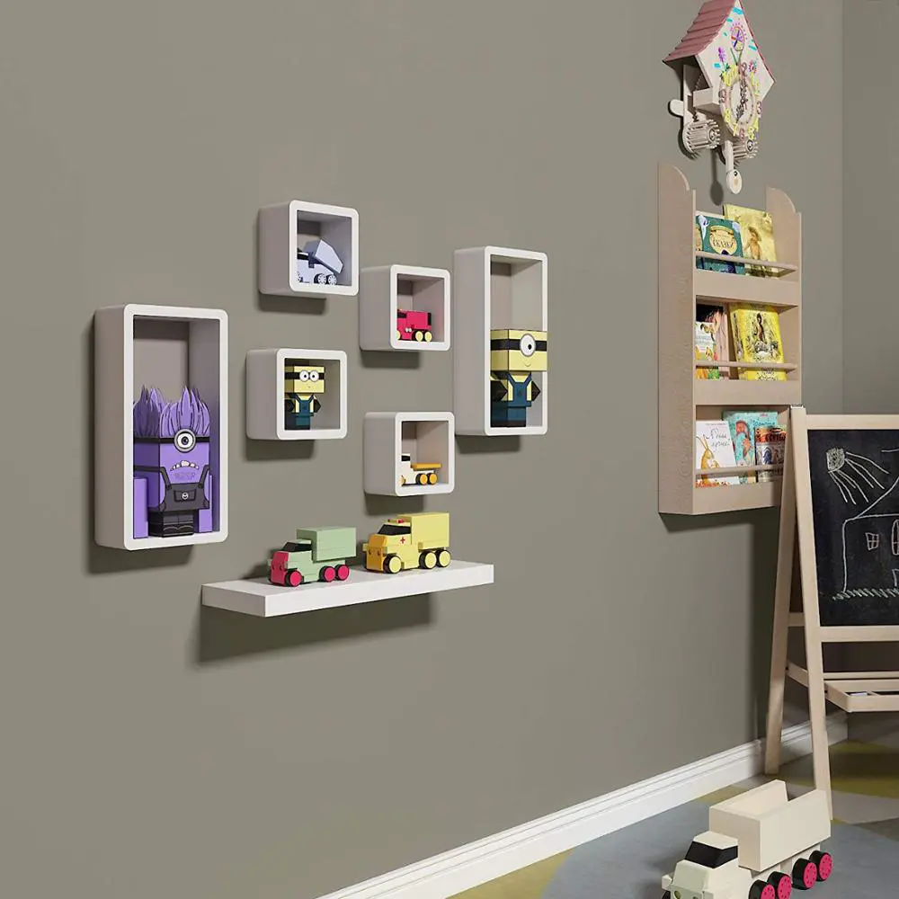 wholesale modern cube decorative wall shelf wooden Floating Wall Mount Home Wall Shelf