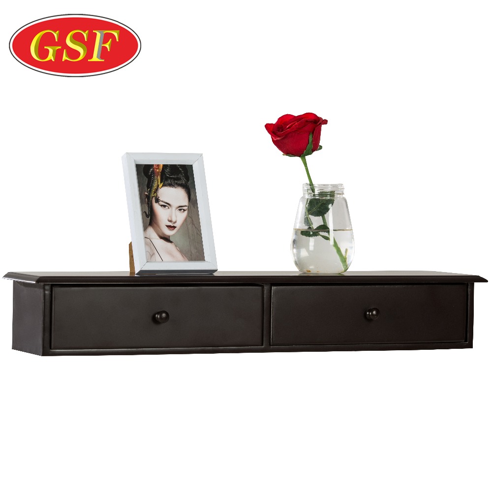 Wholesale MDF material Floating floating shelf with drawers in Black floating tv shelf