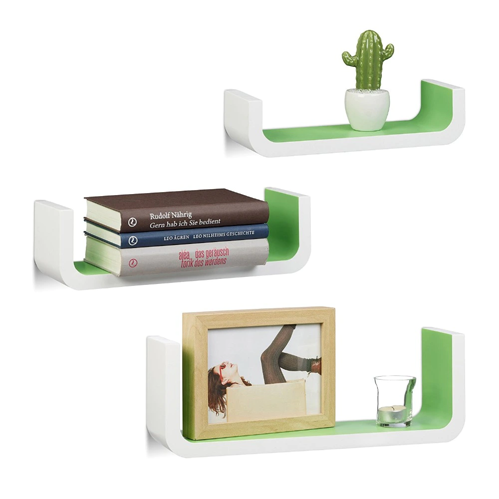 Wooden MDF Living Room Decorative Wall Shelf Set Of 3 Simple Display Wall Mount Shelf