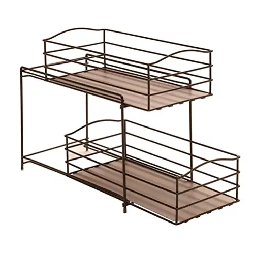 Bronze 2-Tier Sliding Basket Drawer Kitchen Counter and Cabinet Organizer