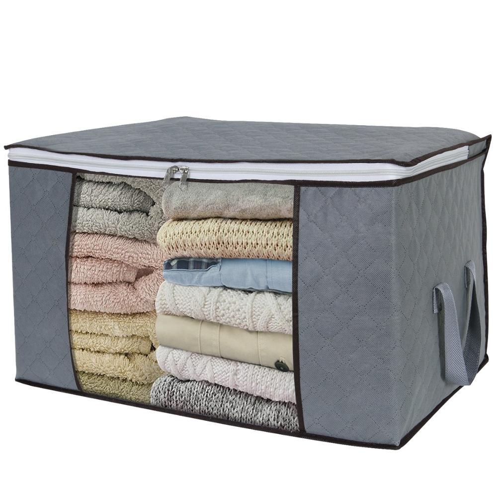 Foldable Under-Bed Storage Bag Transparent Window Fabric Organizer for Beddings, Quilts, Blankets, Pillows, Garments, Sweat