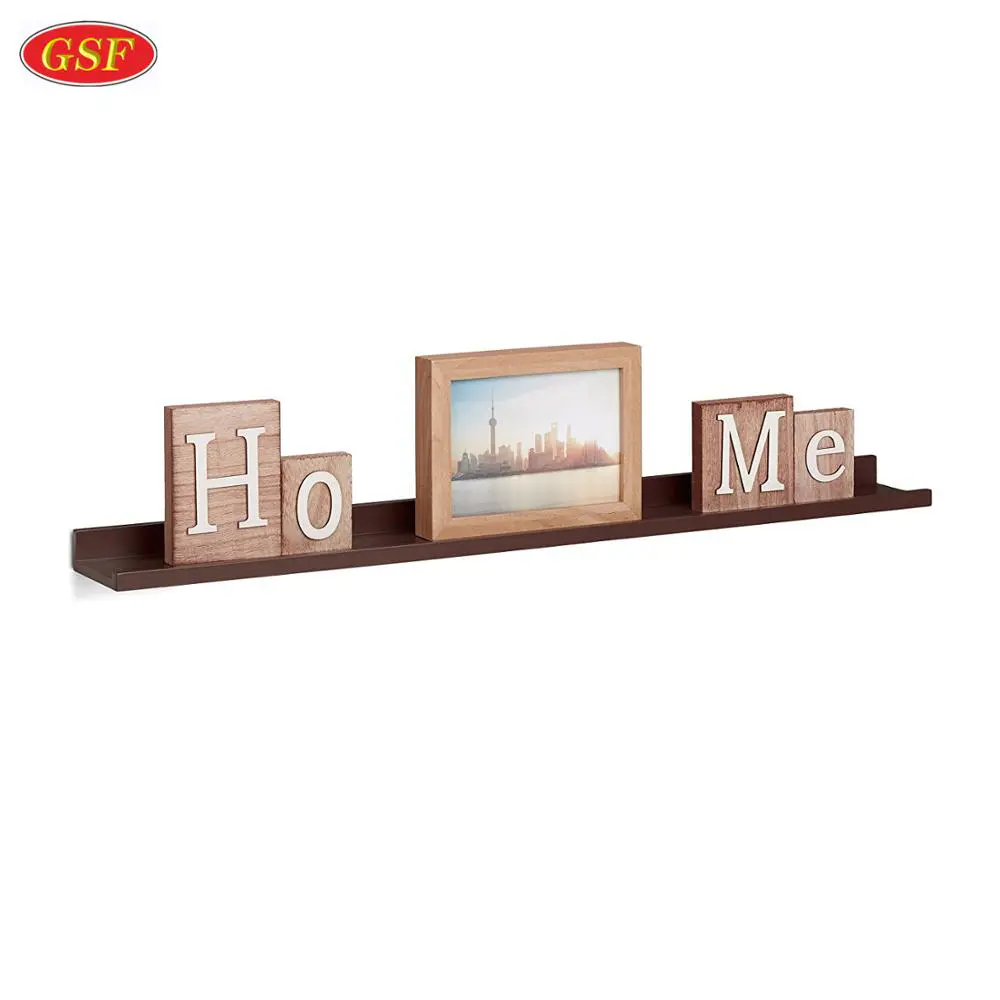 Simple wooden wall slot floating display photo frame shelf ledge