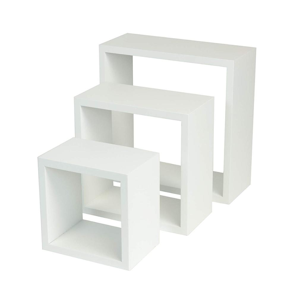3 Set Modern Home Decor White Square Cube Floating Wall Shelf For Living Room