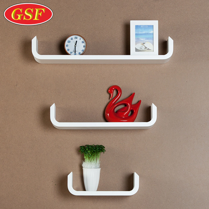 Modern Home Decorative Customized MDF Wall Mounted Storage Display Curved Wall Shelf