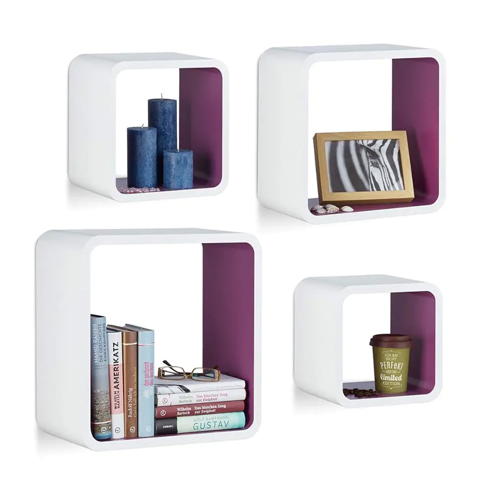 High Quality MDF Bi-color Square Cube Wall Shelves Eco-friendly Decorative furniture floating shelf