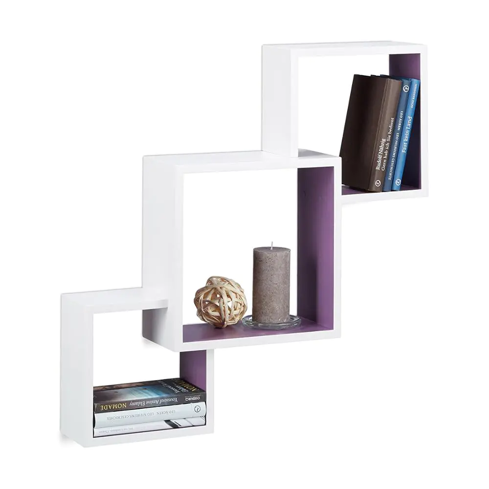 Furniture Office Modern Set 3 Movable Eco-Friendly MDF Decorative Floating Wall Book Cube Shelf