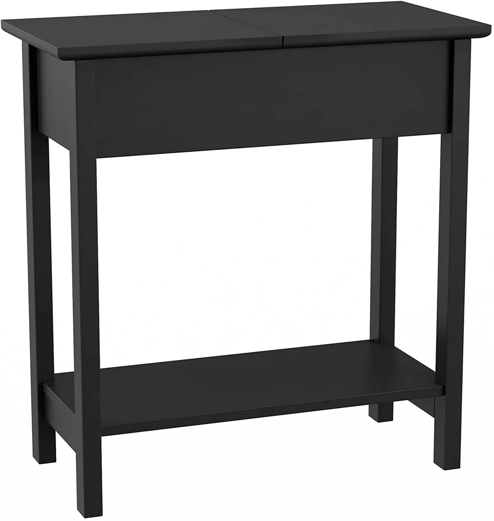 Home Lavish Flip Top End Table Hinged Storage Compartment Bedside Table  for Living Room