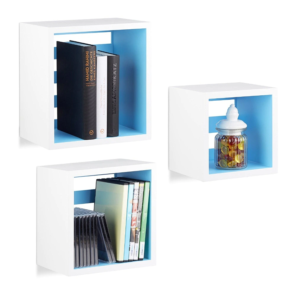 MDF wood made decorative square wall mounted book cube shelf
