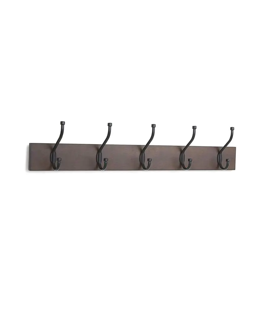 European style Light brown 5 Standard Hooks Wall-Mounted Farmhouse wall coat rack