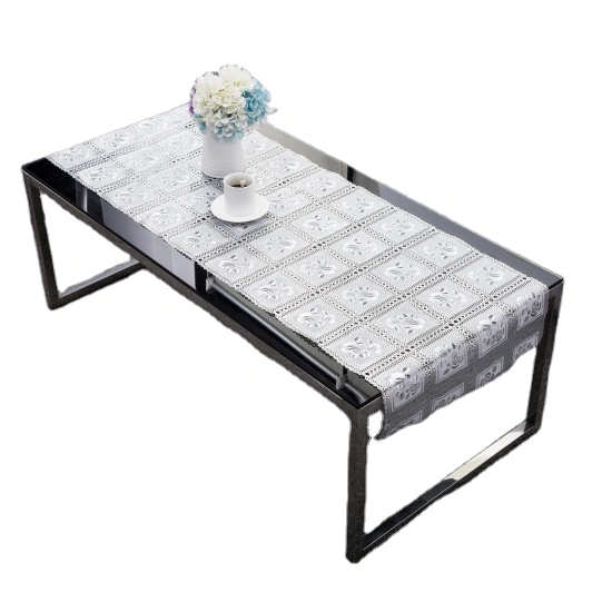 Best selling square stamp silver pvc wedding fancy table cloth fancy table cloth cover