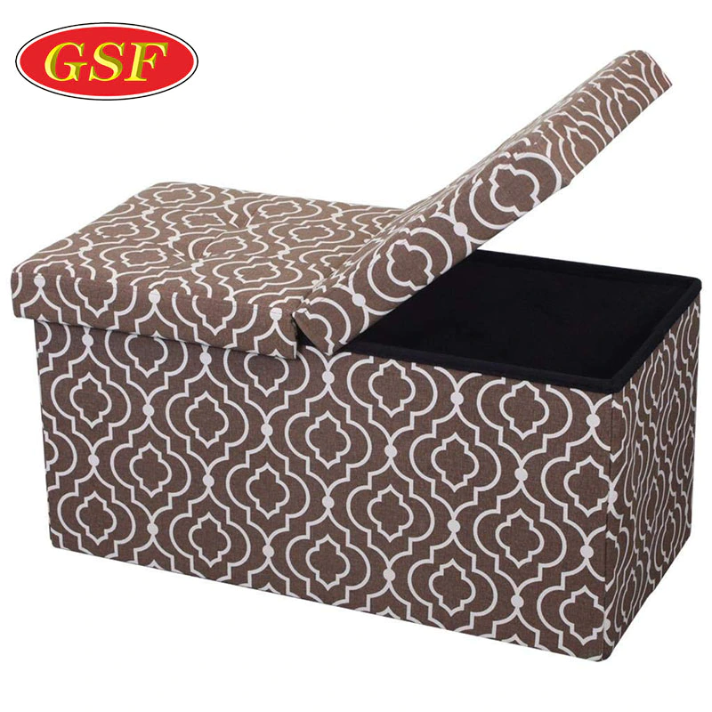 Moroccan brown foldable clothing box fold step stool storage ottoman