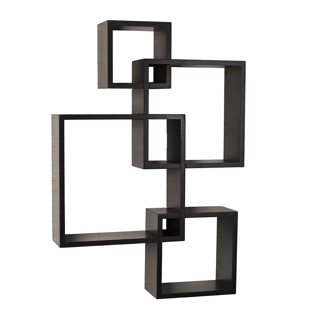 Decorative Wall Mount home shelf Floating Intersecting Cube Accent Wall book Shelf bookcase