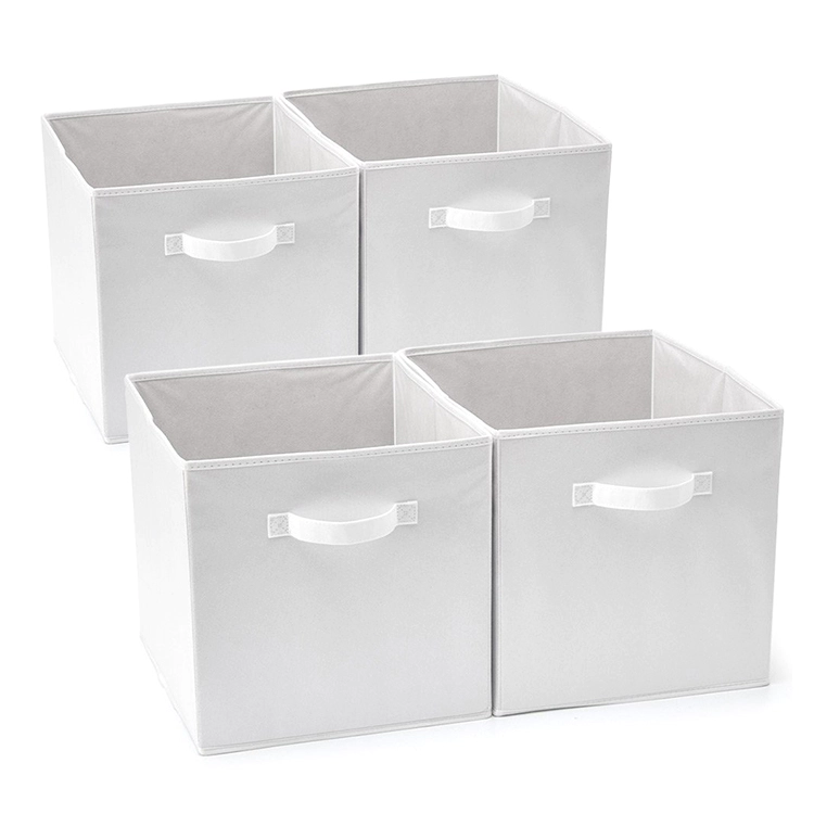 Set of 4 Foldable Fabric Basket storage Bin Contain, Collapsible Storage Cube Boxes for Nursery Toys