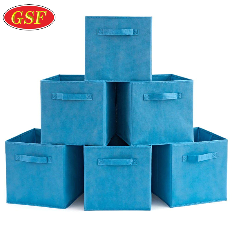 Niagara blue foldable organiser cube fabric storage box