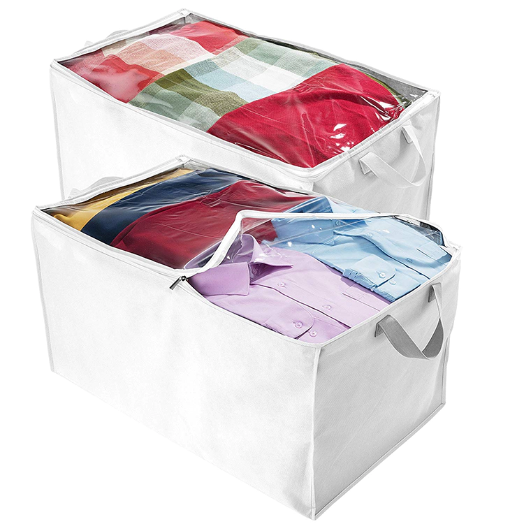 Set of 2 Large Comforter/Blanket Storage Bins Foldable Storage Bag Closet Organizer for clothes