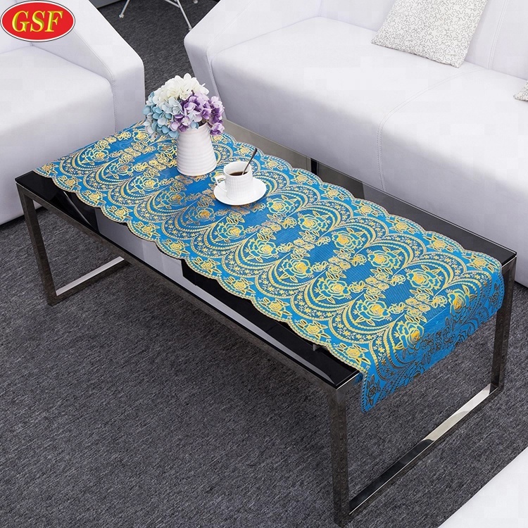 Modern stain resistant PVC rose decorative embroidered flower design table cloth