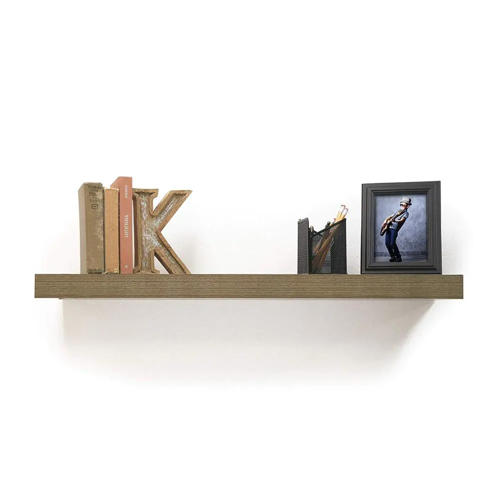 Hidden invisible T-shaped Brackets Rustic MDF & PVC finish Laminate Wall Decor Wooden Floating Shelves
