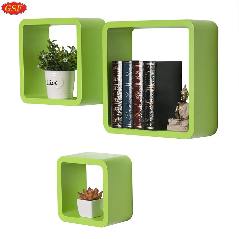 hot selling color square three-piece sleeve hanging wall wall floating shelf cube shelf