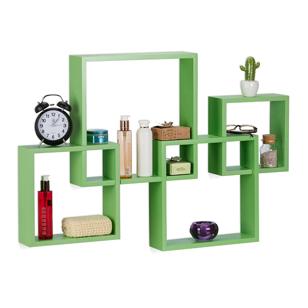 Unique shaped rectangle wall shelf furniture divider wooden floating wall book shelf cube