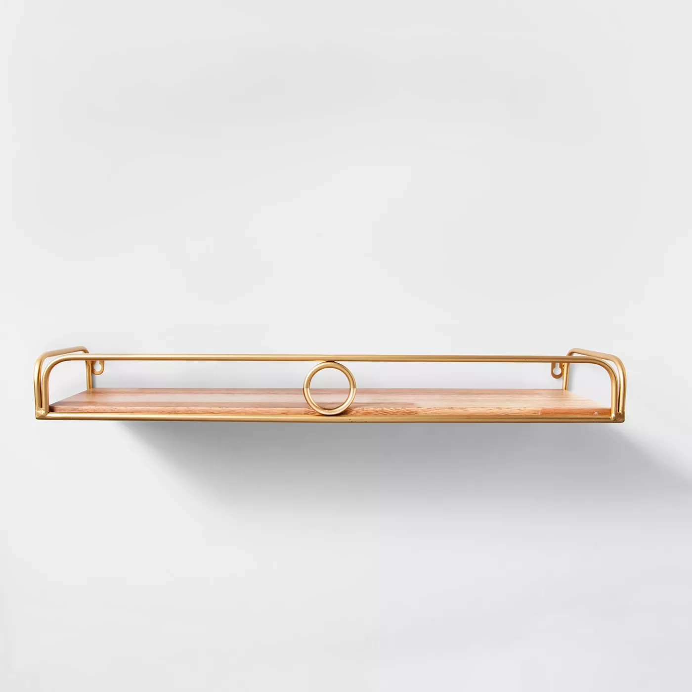 Decorative Mid-Century Modern Floating Wall Shelf with Gold Frame and MDF composite Finish