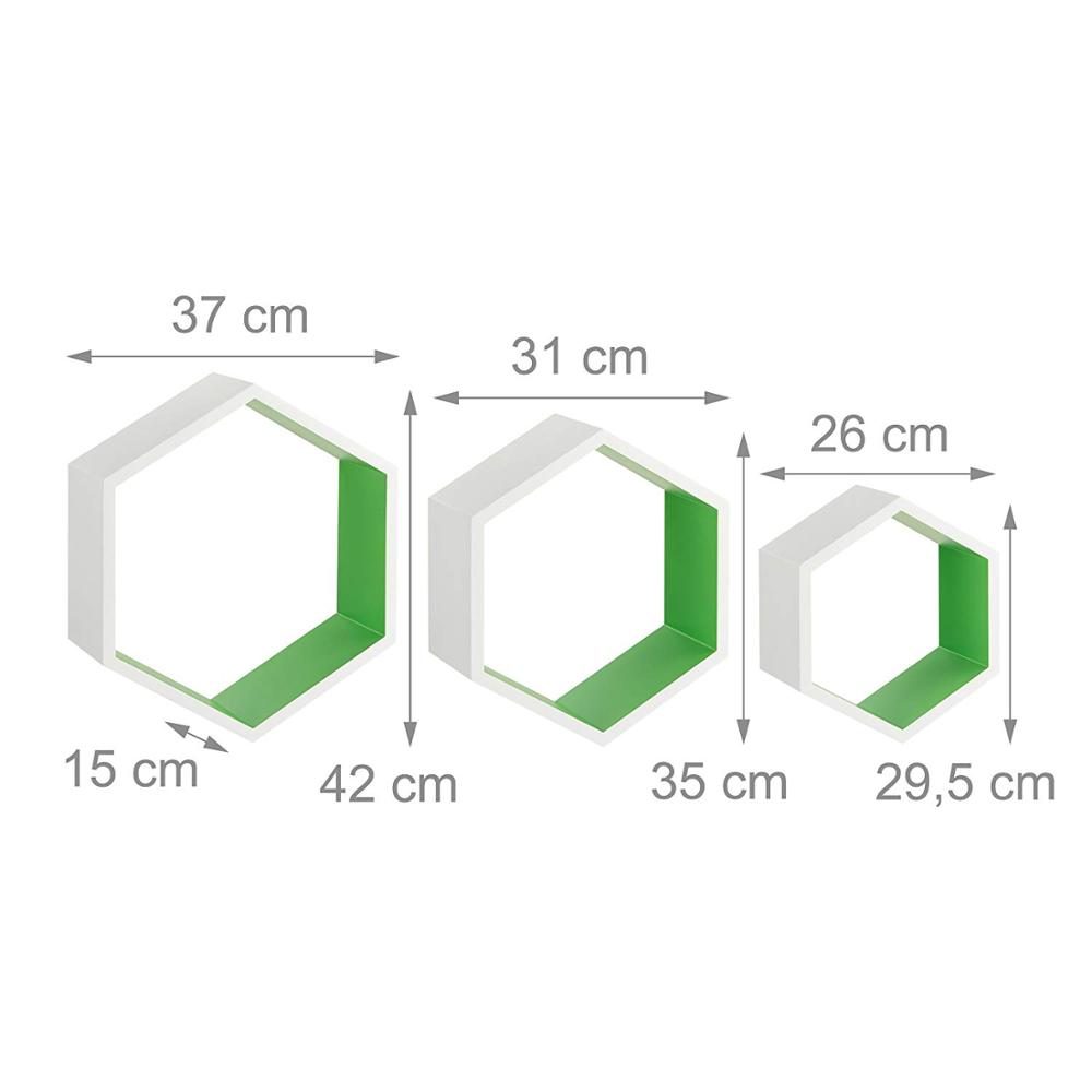 European style home decoration items wooden hexagon wooden wall cube wood shelf