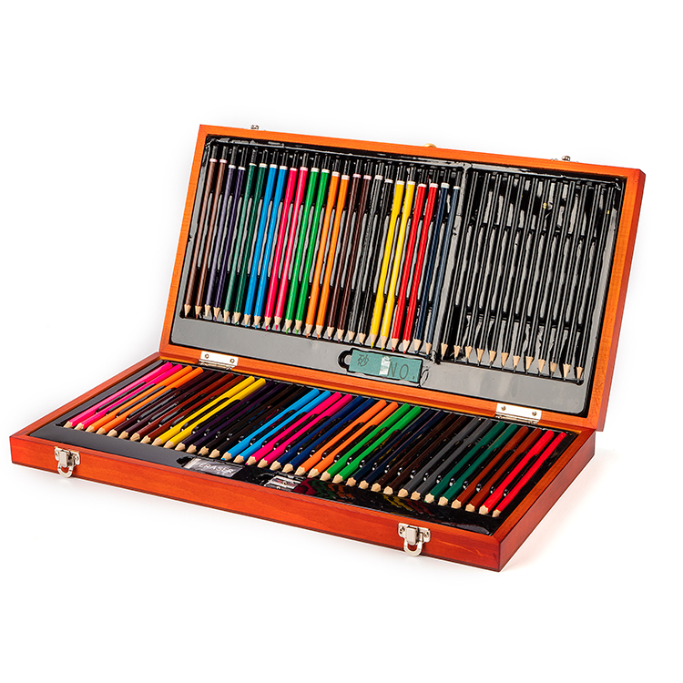 GSF 90pcs Eco Friendly Wooden Box  Painting Art Set For Students Or Teenagers