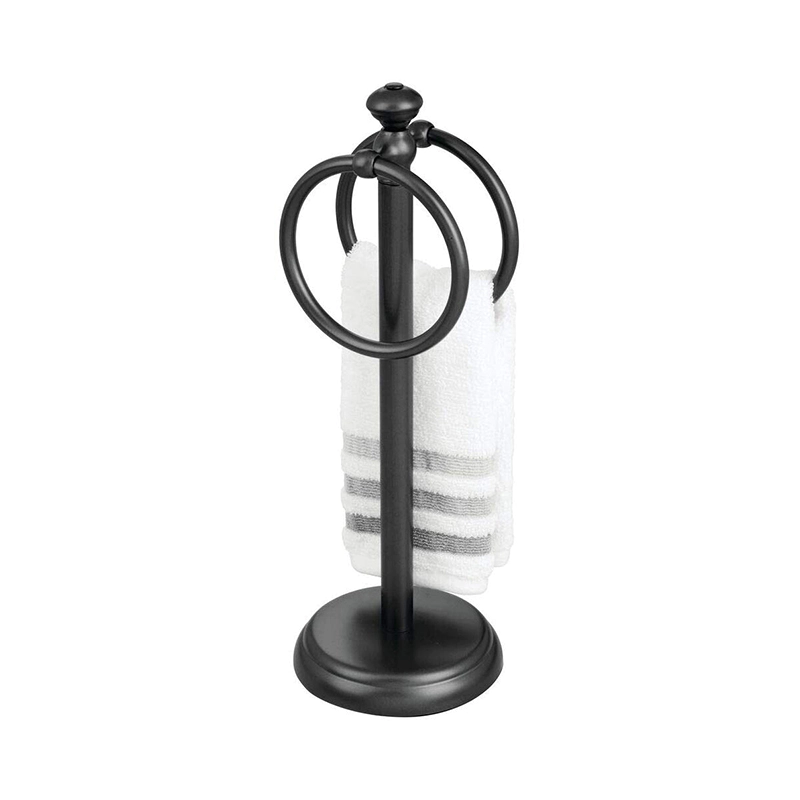 Stainless steel Towel Holder Stand - 2 Hanging Rings GSH117