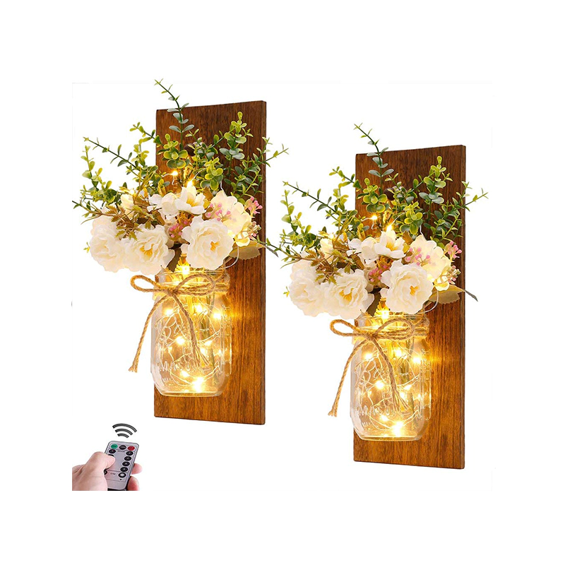 Wall Art Hanging Design with Remote Control LED Fairy Lights and White Peony GSH432