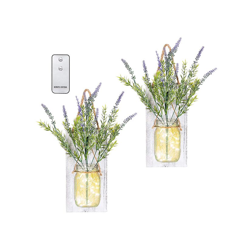 Wall Art Hanging Decoration with Lavender Flowers, LED Fairy Lights GSH433
