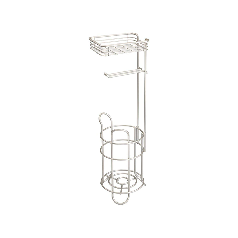 Freestanding Metal Wire Toilet Paper Roll Holder Stand and Dispenser with Storage Shelf Bathroom Storage Organization GSH146
