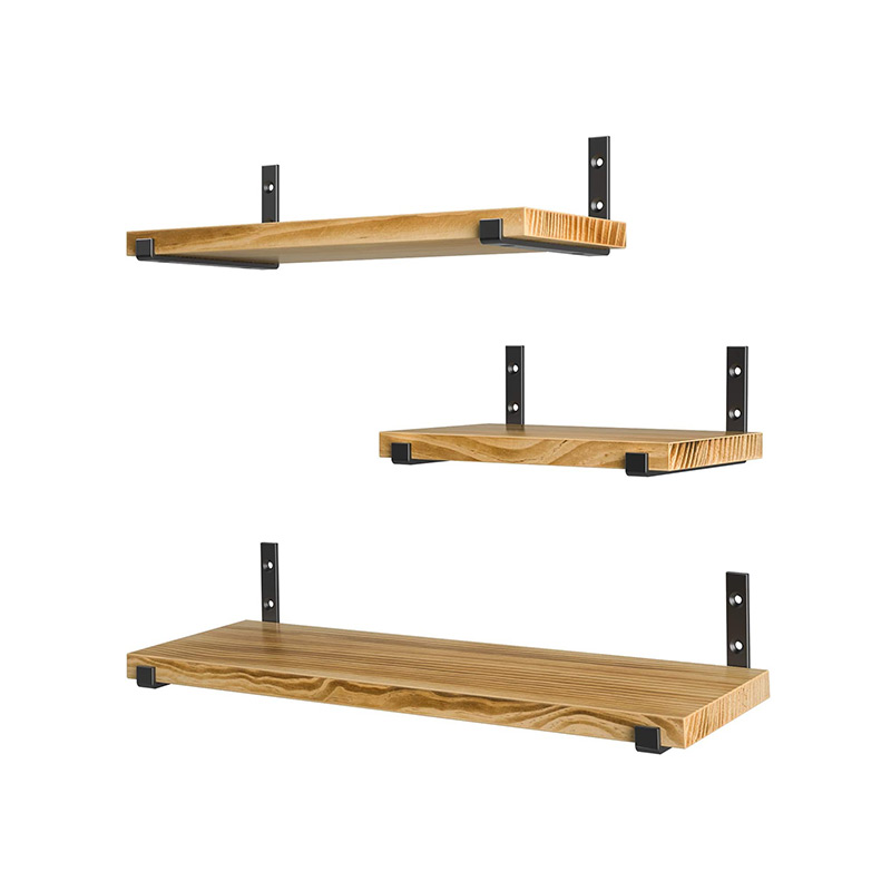 Wall Mounted Floating Shelves Wood Wall Shelves for Living Room Set of 3 GSH285