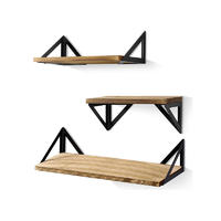 Floating Shelves Wall Mounted, Rustic Wood Wall Shelves Set of 3 for Bedroom Kitchen GSH414