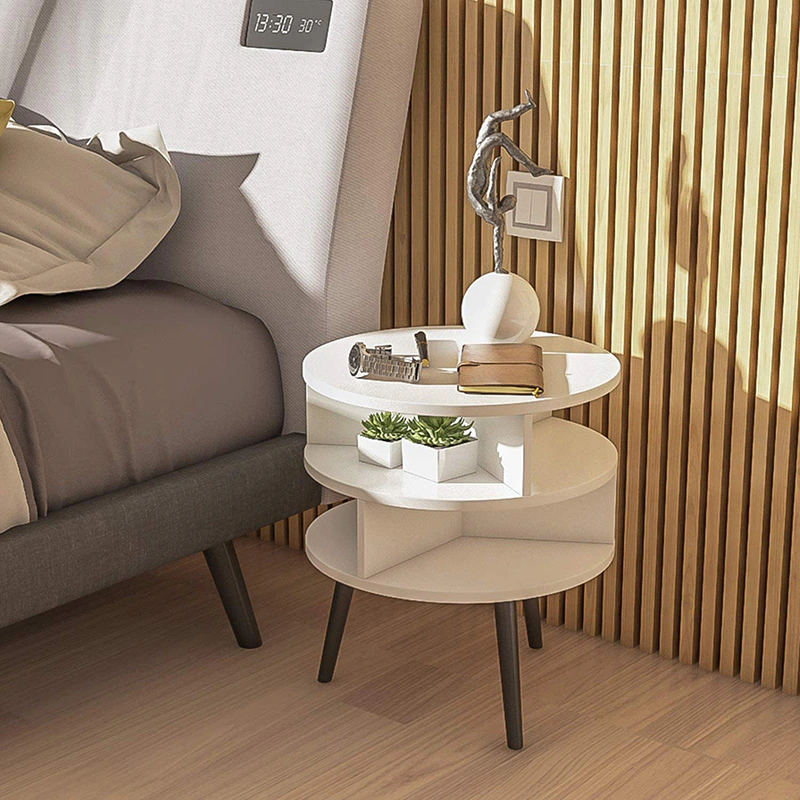 White Nightstands for Bedroom, Modern Bedside Table in Nordic Design GSH658