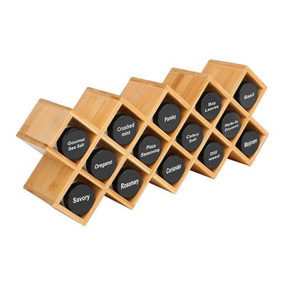 Bamboo Spice Rack Kitchen Cabinet Cupboard Wall Mount for 18 bottles or 14 bottles  GSH007