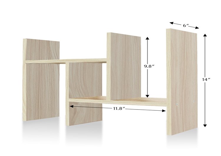 Desktop Organizer Office Storage Rack Adjustable Wood Display Shelf