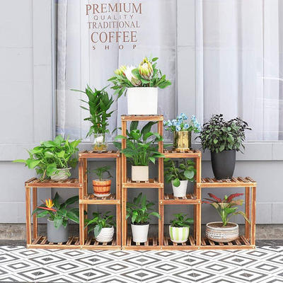 2 Wooden Flower Shelf Plant Pot Holder Flowers with 10 Shelves Garden Display  115x65x91cm GSH209