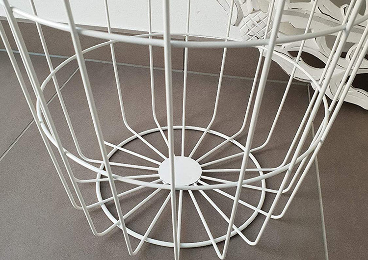 Designer Side Table Metal Basket With Wooden Lid Decorative Sofa
