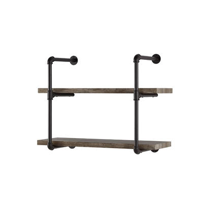 Wooden Metal Living Room Pipe Wall Shelf with 2 Tier  GSH430