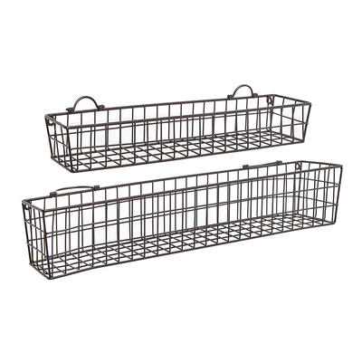 Metal Basket Shelves Rustic Openwork Wire Storage Shelves Set of 2  GSH459