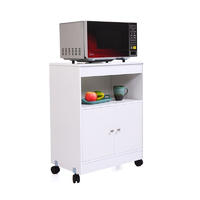 Microwave Cart Storage White Wood Cabinet Shelf Space Saver 4 Casters Kitchen New GSH581