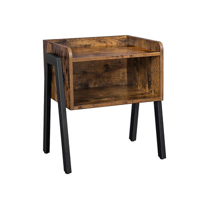 Industrial Nightstand, Stackable End Table, Cabinet for Storage, Side Table Wood Look Accent Furniture GSH592